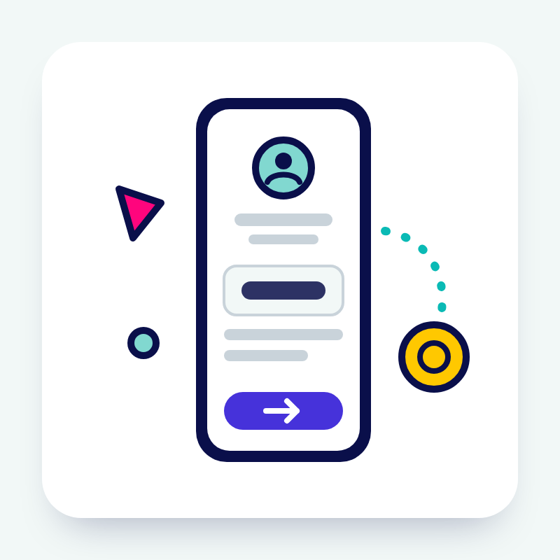 Ilustración: un celular con un formulario y una moneda